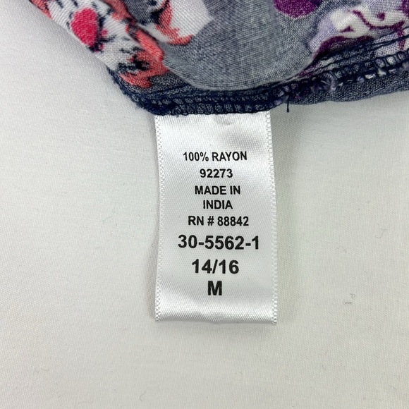 Woman Within New Women’s 14/16 M Button Up Ruched Sleeves Floral Print Tunic - Picture 8 of 9